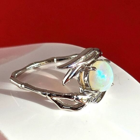 925 Sterling Silver Ring with Natural Multicolor Opal Gemstone - Picture 7 of 13